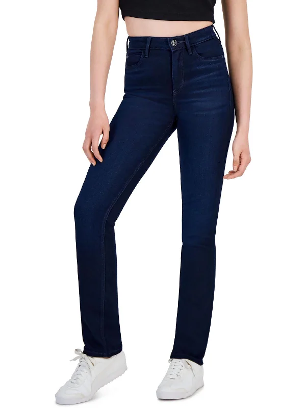 Acid - wash women jeans with a retro finish1981 Womens High-Rise Dark Wash Straight Leg Jeans