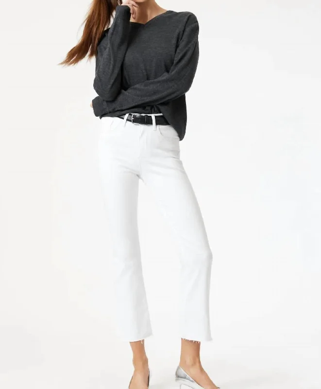 Stretch women jeans for enhanced mobility and comfortAnika Cropped Flare Jeans In White Flex Blue