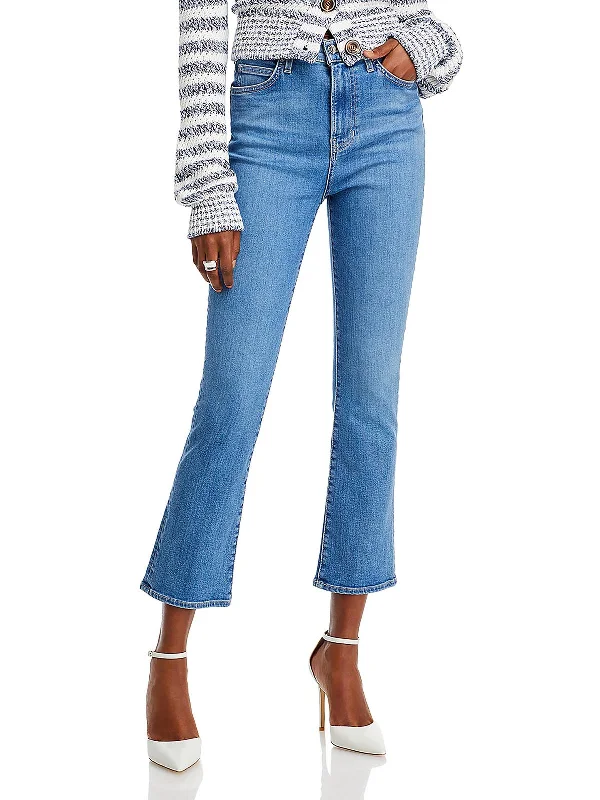 Wide - leg women jeans for a modern and relaxed vibeCarly Womens Denim Cropped Flared Jeans