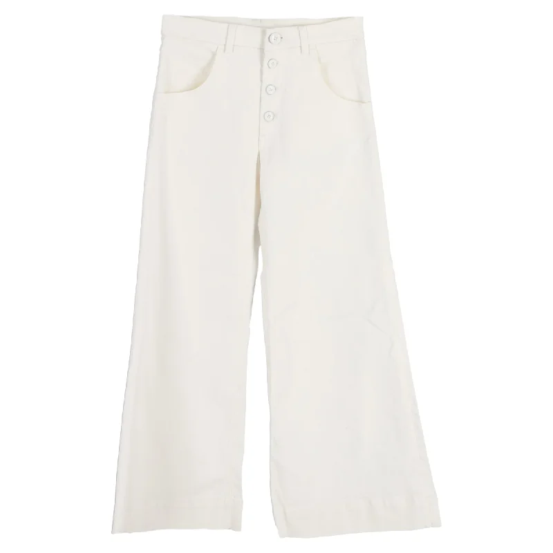 Cargo women jeans with multiple pockets for added functionalityChloé Wide Leg Jeans in Cream Cotton