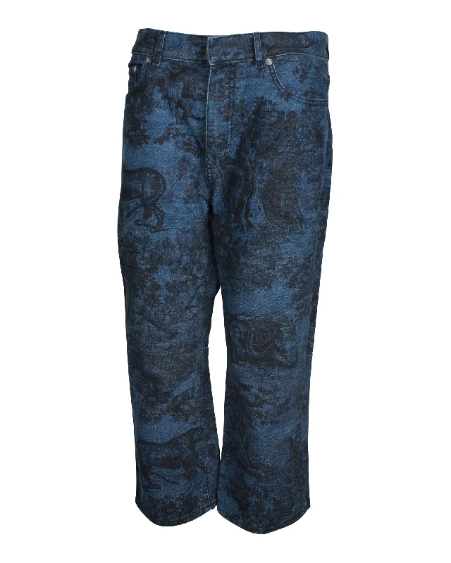 Acid - wash women jeans with a retro finishDior Toile Print Wide-Leg Jeans in Blue Cotton