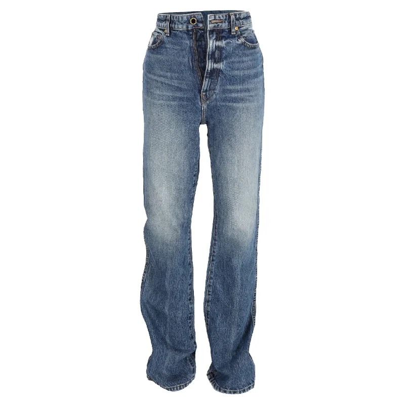 Skinny women jeans with a form - fitting designKhaite Danielle High Rise Jeans in Blue Cotton