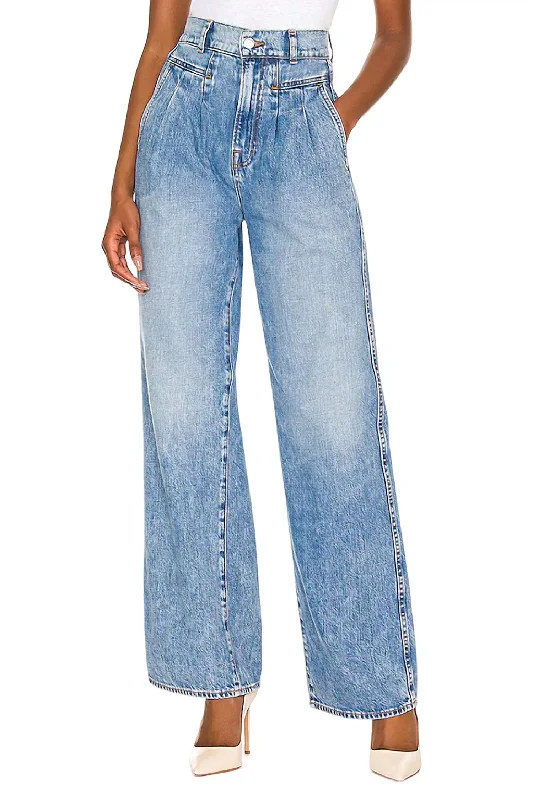 Acid - wash women jeans with a retro finishMorgan High Rise Pleated Wide Leg Jeans In Riverside