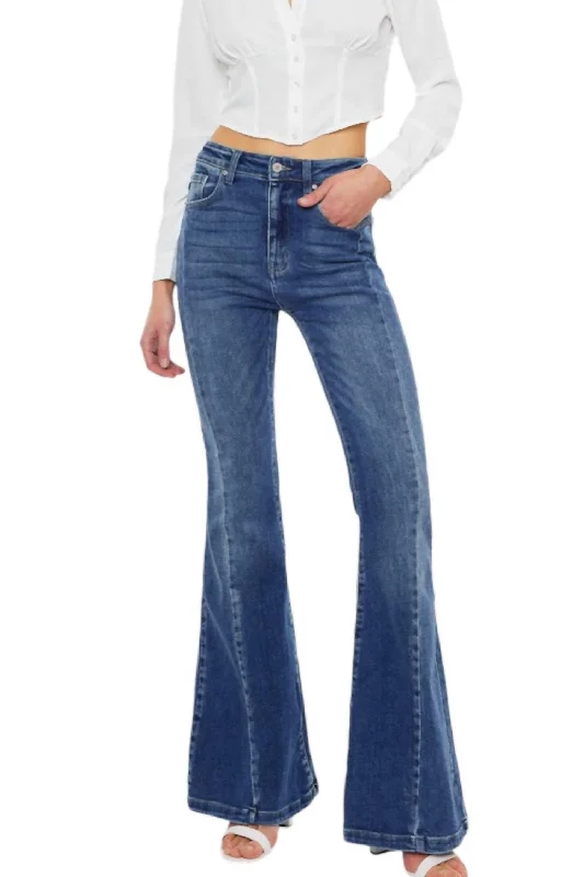 Stretch women jeans for enhanced mobility and comfortNicole Denim Flare Jeans In Medium Wash