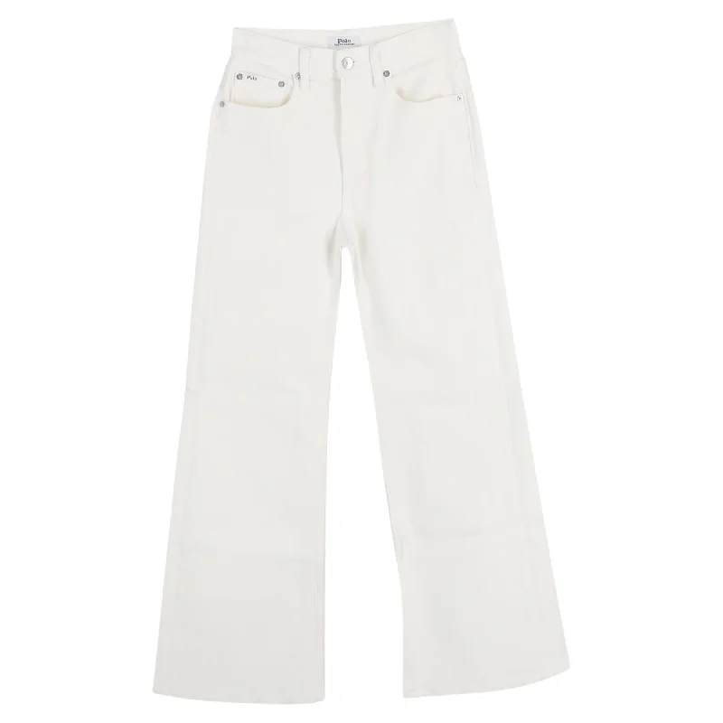 Dark - wash women jeans for a sophisticated and slimming effectPolo Ralph Lauren Wide Leg Jeans in White Cotton