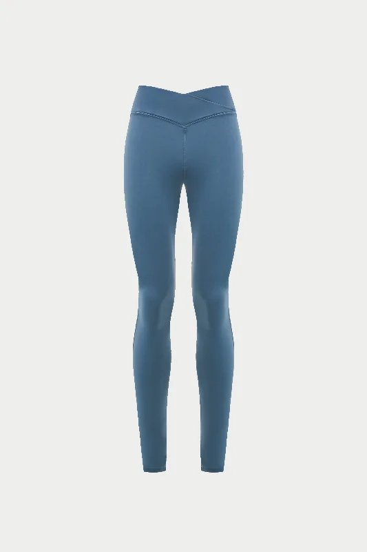 SCULPTING STRETCH EMBLEM ZIP HEM LEGGINGS - PETROL BLUE