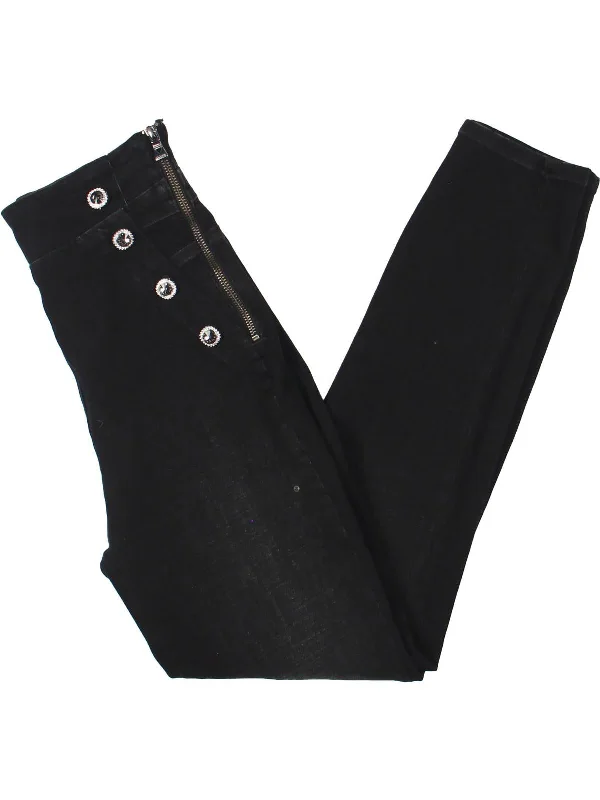 Ripped women jeans for a rebellious and fashion - forward styleWomens Buttoned Zipper Skinny Jeans