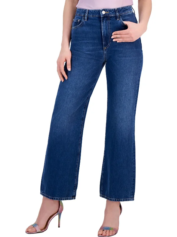 Plus - size women jeans for a comfortable and stylish fitWomens Mid Rise Medium Wash Wide Leg Jeans