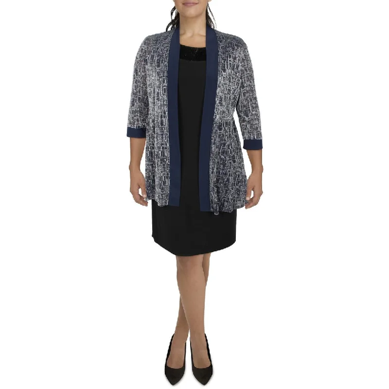 Plus Size Women's Sequin - Embellished Blazers in Silver for a Glamorous PartyWomens Knit Metallic Duster Blazer