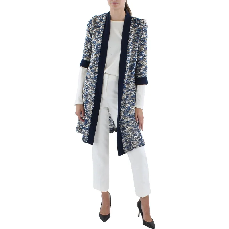 Oversized Women's Printed Blazers in Animal Patterns for a Statement PiecePetites Womens Knit Metallic Duster Blazer