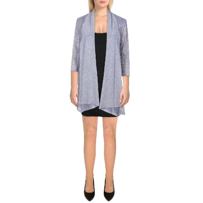 Oversized Women's Printed Blazers in Animal Patterns for a Statement PiecePetites Womens Metallic Drapey Duster Blazer