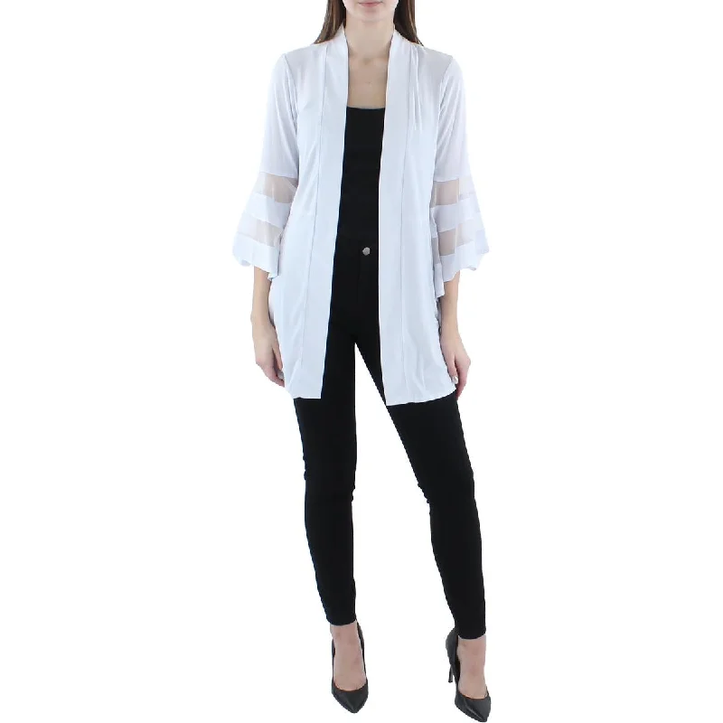 Double - Breasted Women's Polyester Blazers in Bright Colors for a Fun StyleWomens Knit Mesh Inset Duster Blazer