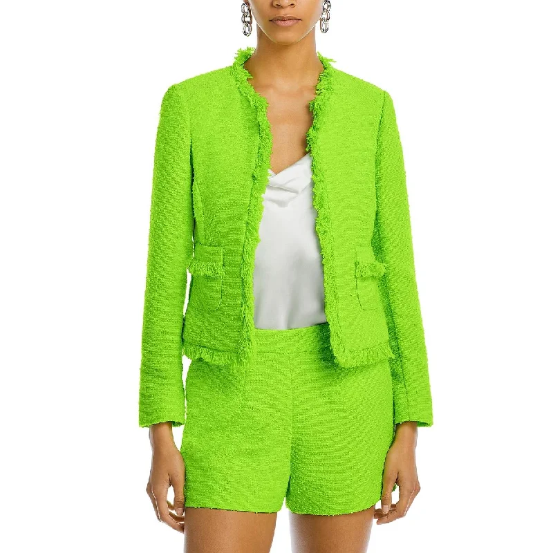 Women's Peplum Blazers in Emerald Green for a Stylish Work AttireAngelina Womens Tweed Cropped Open-Front Blazer