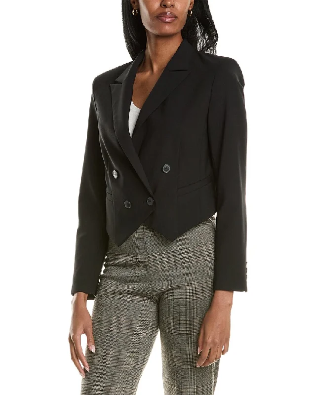 Plus Size Women's Faux Fur - Trimmed Blazers in Black for a Luxurious LookBa&Sh Wool-Blend Blazer