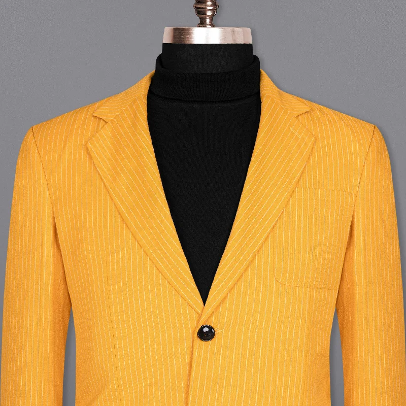 Women's Peplum Blazers in Emerald Green for a Stylish Work AttireSunshine yellow Woolrich Striped Sports Blazer