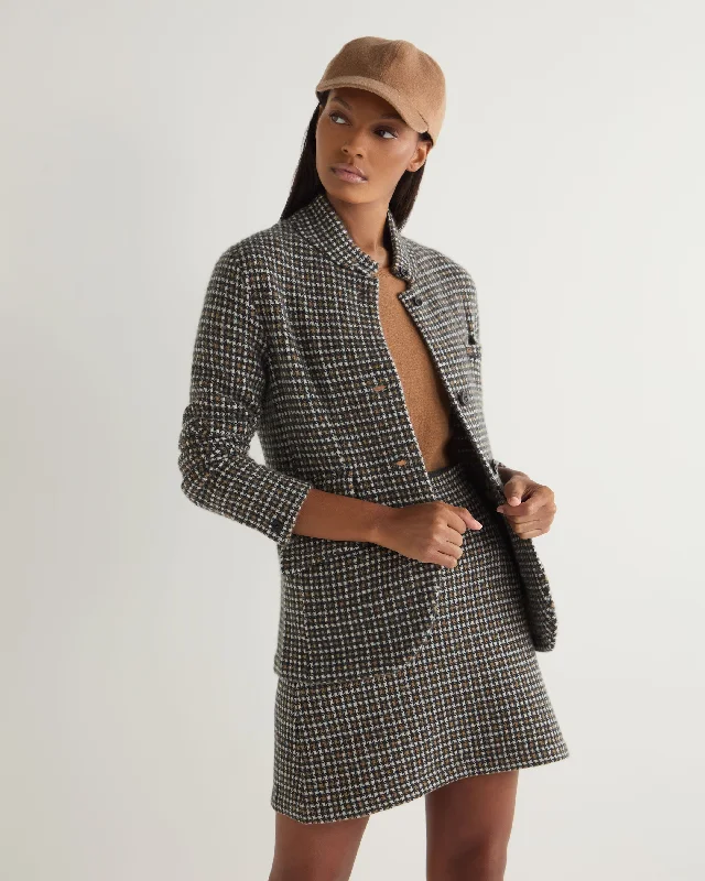 Oversized Women's Printed Blazers in Animal Patterns for a Statement PieceWomen's Dogtooth Utility Cashmere Blazer Brown