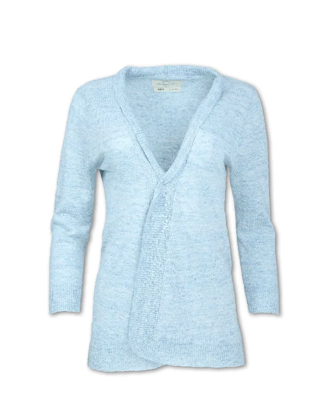 ribbed women cardigan with a classic textureHEATHERED FLAX BLEND KNIT CARDIGAN