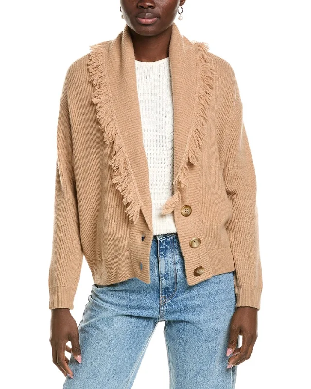 cashmere blend women cardigan for a luxurious feel27 Miles Malibu Fringed Button Wool & Cashmere-Blend Cardigan