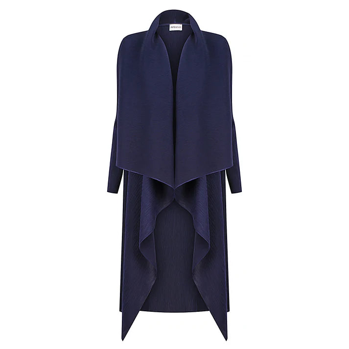 Split - Hem Women's Linen Blend Sweaters for SpringAlquema Navy Estrella Dress & Collare Coat