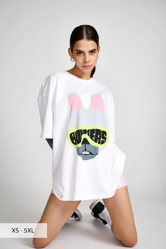 Ringer T Shirt Women with Retro - Inspired StripesBonkers Bulldog Oversized T-shirt