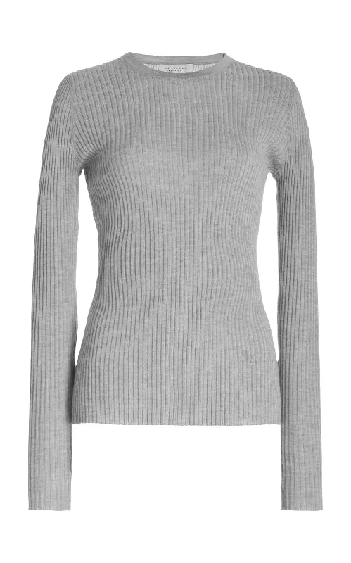 Split - Hem Women's Linen Blend Sweaters for SpringBrowning Knit Sweater in Heather Grey Cashmere Silk