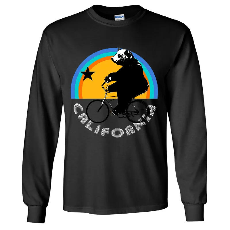 Pocketed Women T Shirt for Added FunctionalityCalifornia Bear On Bike Long Sleeve Shirt