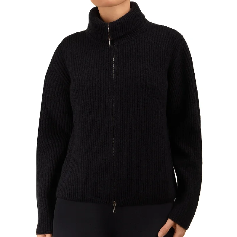 lightweight women cardigan for spring and fallCashmere & Wool Rib Zip Cardigan in Navy