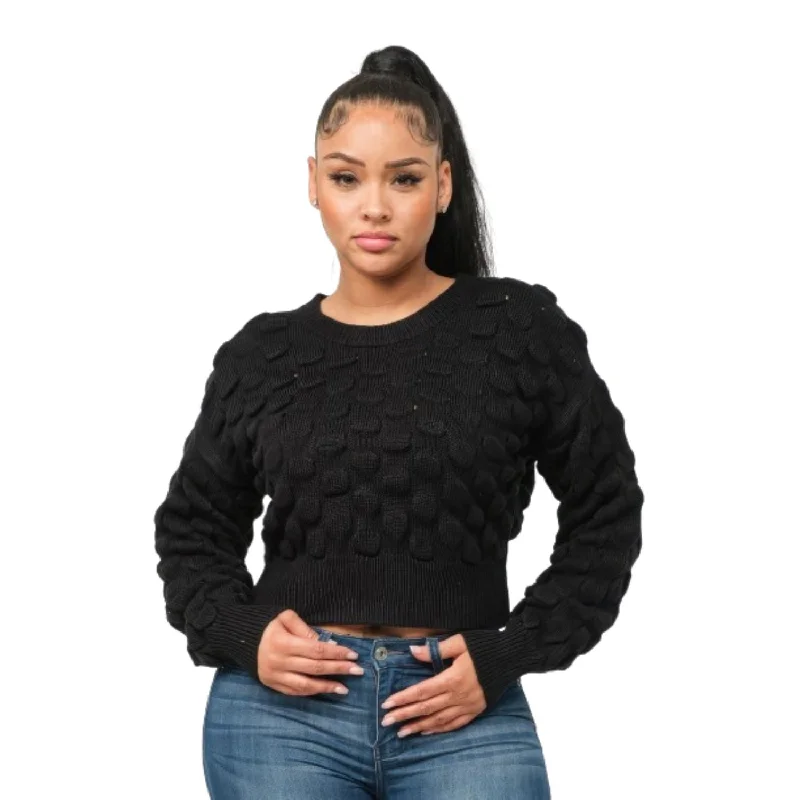 Plus Size Women's Belted Cable Knit SweatersChecker Sweater Top