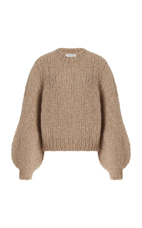 Plus Size Women's Oversized Chunky Knit SweatersClarissa Knit Sweater in Camel Welfat Cashmere