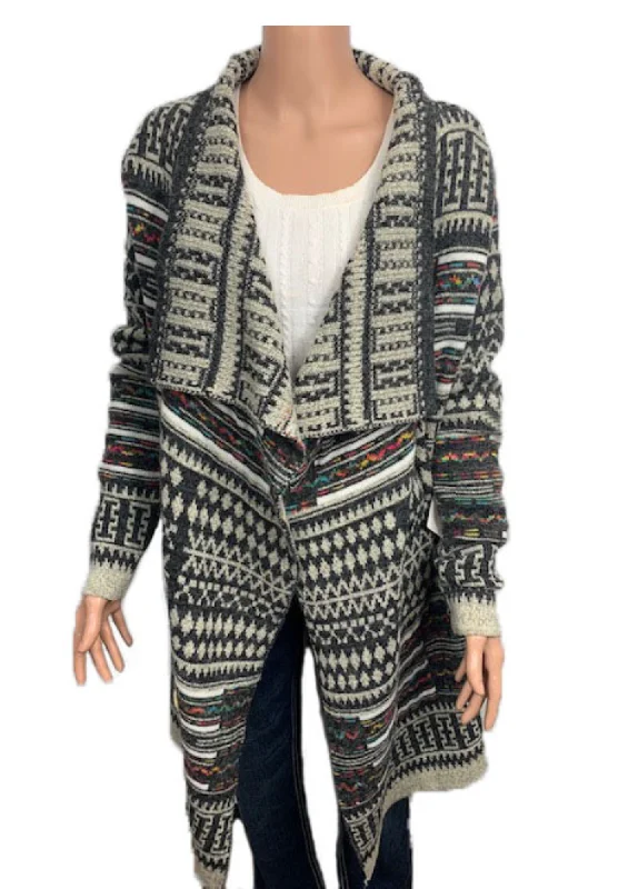 oversized women cardigan for a trendy and cozy lookAztec pattern Woolen Cardigans Style#-L-24671