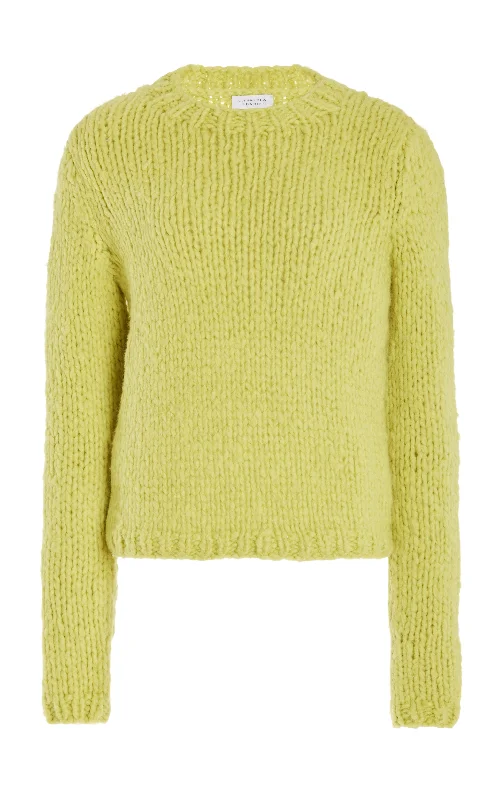 Bell - Sleeve Women's Mohair - Wool Blend SweatersDalton Knit Sweater in Lime Adamite Welfat Cashmere