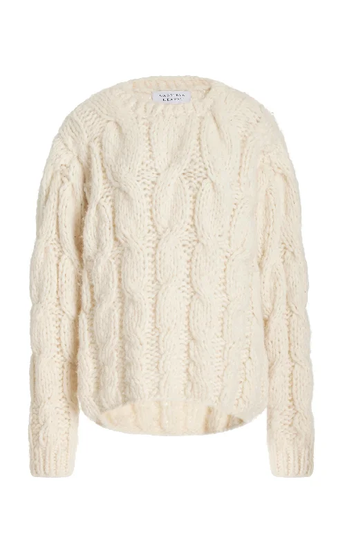 Cropped Women's Angora Blend Sweaters for a Trendy LookEmber Knit Sweater in Ivory Welfat Cashmere