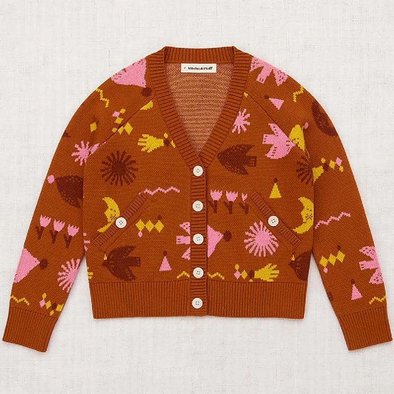 floral print women cardigan for a feminine touchEveryday Cardigan in Gingerbread Daleyden Fête Jacquard by Misha & Puff