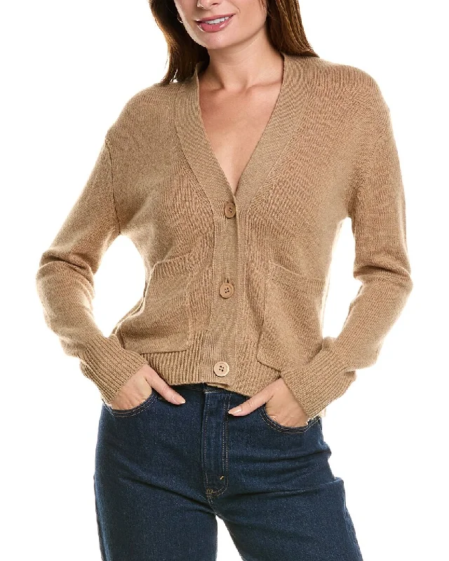 machine washable women cardigan for easy careForte Cashmere Pocket V-Neck Wool & Cashmere-Blend Cardigan