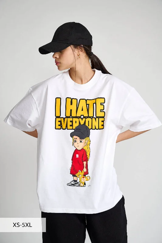 Crop Top Women T Shirt to Pair with High - Waisted BottomsI Hate Everyone Oversized T-shirt