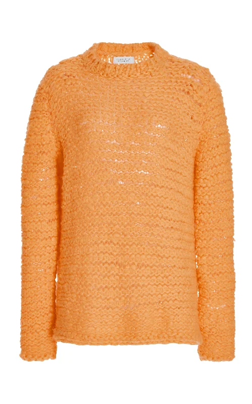 High - Low Hem Women's Cashmere - Blended SweatersLarenzo Knit Sweater in Fluorescent Orange Welfat Cashmere