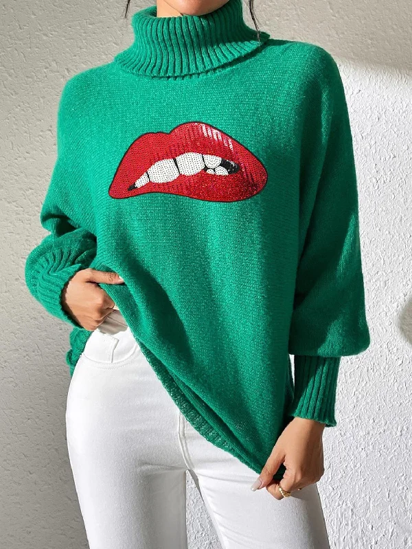 Women's Long Sleeve Turtleneck Cashmere SweatersLip Turtleneck Long Sleeve Sweater