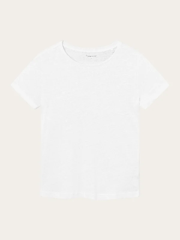 Distressed Women T Shirt with a Laid - Back AestheticReg linen t-shirt - Bright White