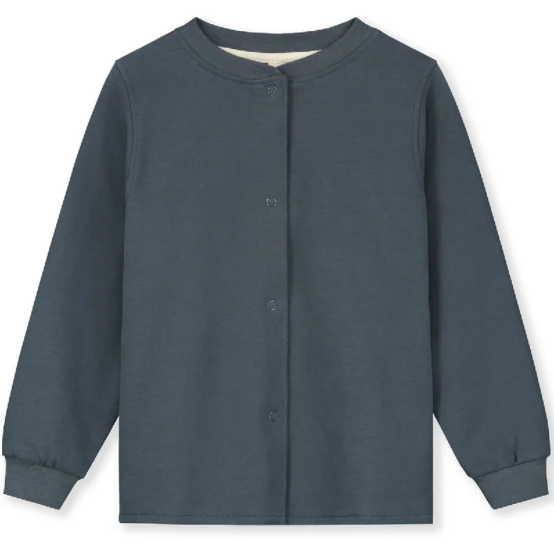 cropped women cardigan to pair with high - waisted jeansRound Neck Cardigan in Blue Grey by Gray Label