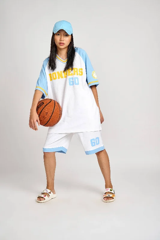 Floral Print Women T Shirt for a Feminine TouchSignature Baller Oversized Jersey Set