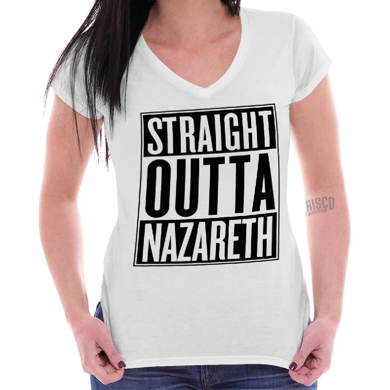 Plus Size Women T Shirt for a Comfortable and Flattering FitStraight Outta Nazareth Junior Fit V-Neck T-Shirt