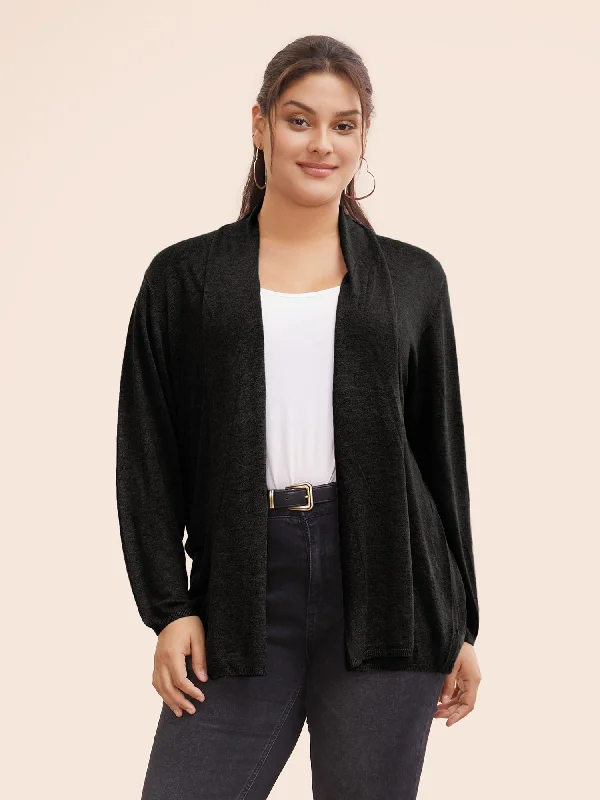 cable knit women cardigan with intricate patternsSupersoft Essentials Plain Lapel Collar Drape Cardigan