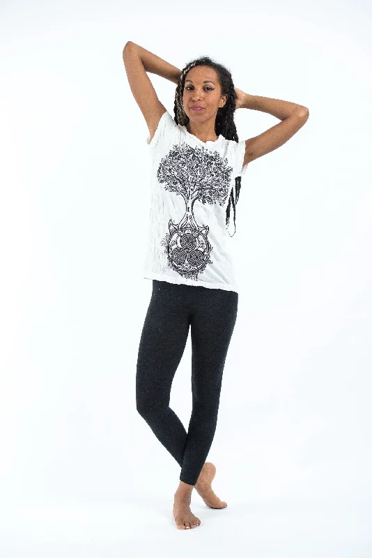 Striped Women T Shirt in a Classic PatternWomens Celtic Tree T-Shirt in White