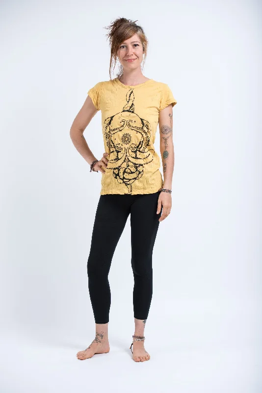 Striped Women T Shirt in a Classic PatternWomens Octopus Mandala T-Shirt in Yellow