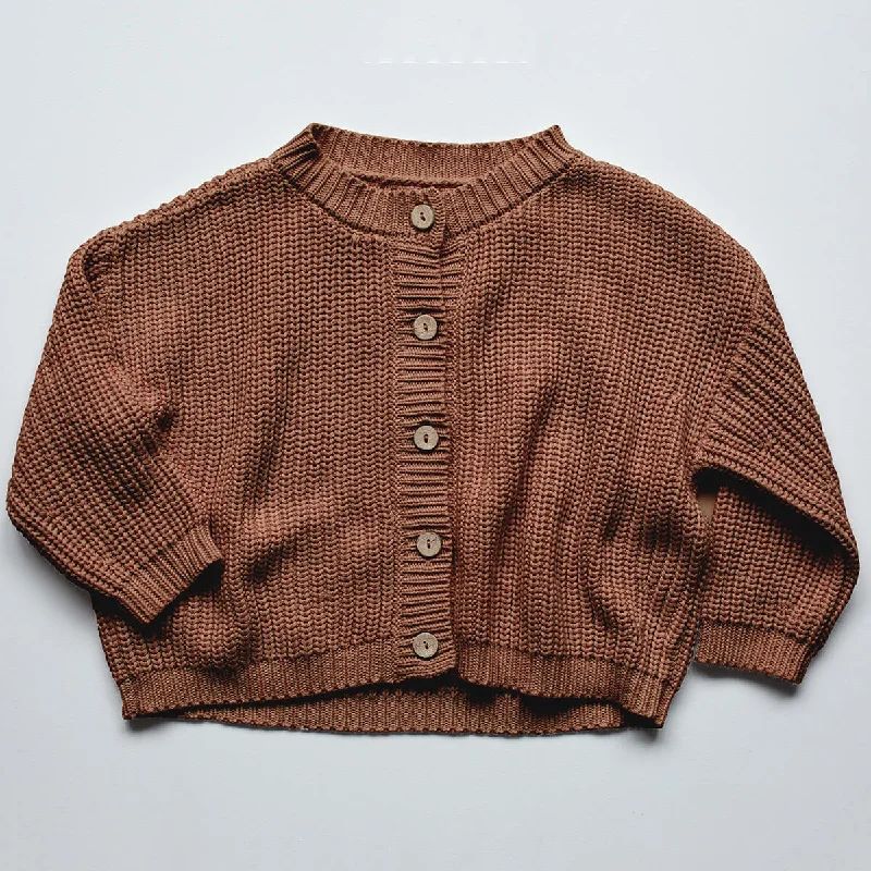 floral print women cardigan for a feminine touchThe Chunky Cardigan in Mocha by The Simple Folk - Last Ones In Stock - 7-9 Years