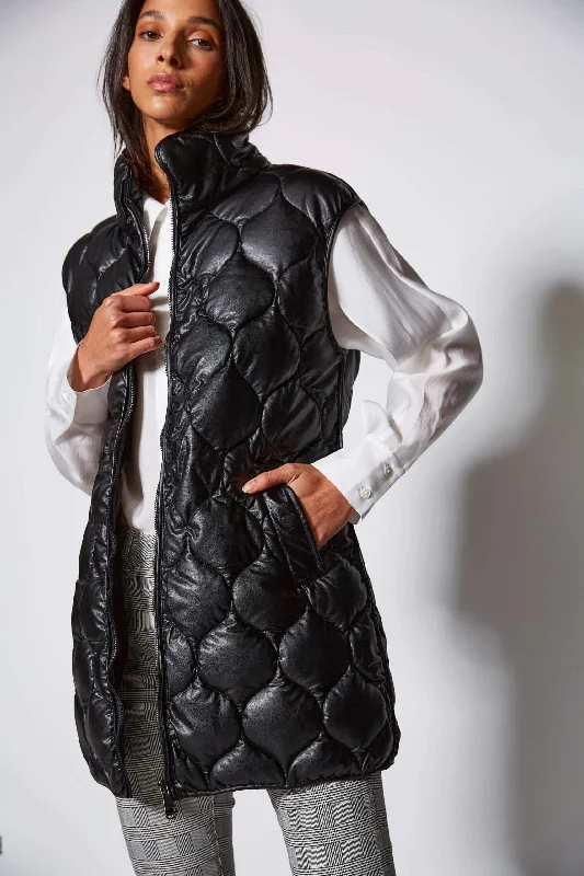 Cropped Women's Angora Blend Sweaters for a Trendy LookVAN-DOS Leather Effiect Black Quilted Gilet