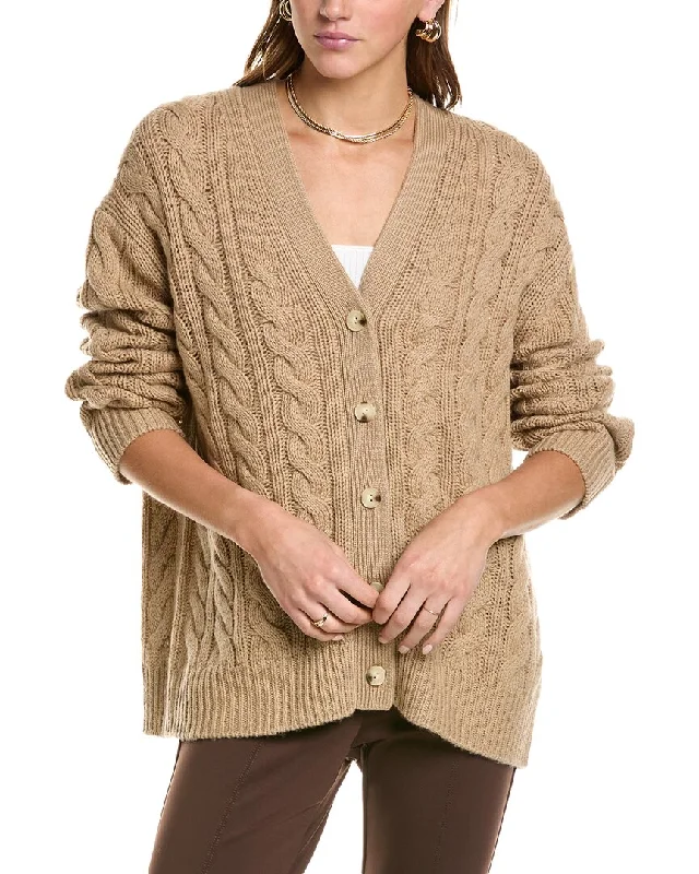 hooded women cardigan for added warmth and styleVince Twisted Cable Oversized Wool & Cashmere-Blend Cardigan