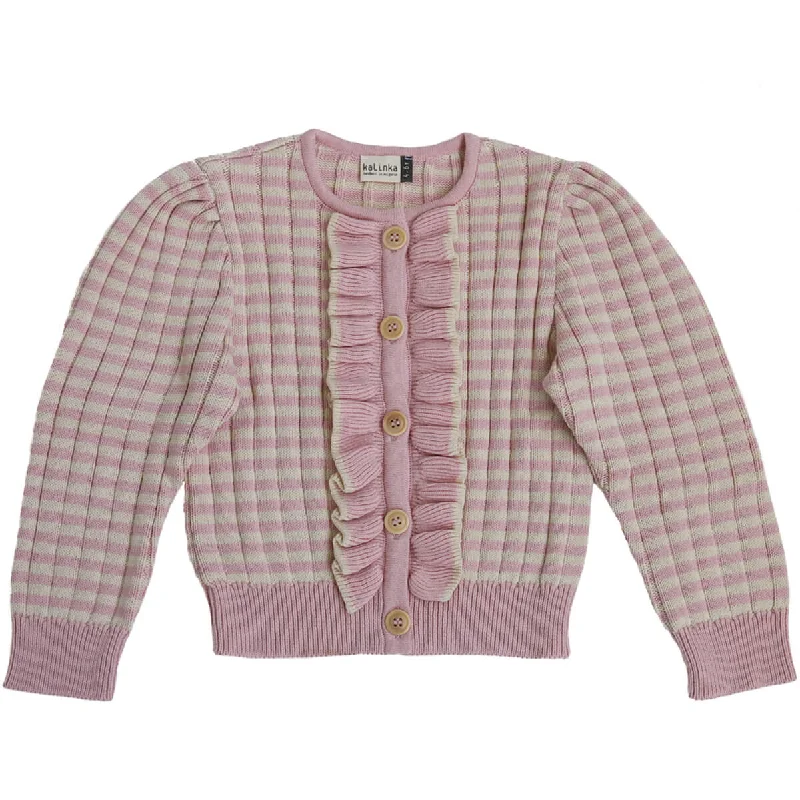 cropped women cardigan to pair with high - waisted jeansWillow Cardigan in Dusty Pink by Kalinka