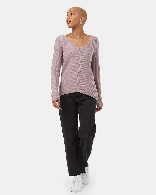 Split - Hem Women's Linen Blend Sweaters for SpringHighline V-Neck Sweater