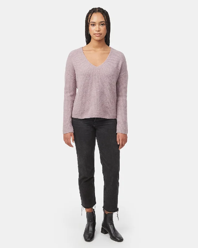 Cropped Women's Angora Blend Sweaters for a Trendy LookHighline Fuzzy V-Neck Sweater